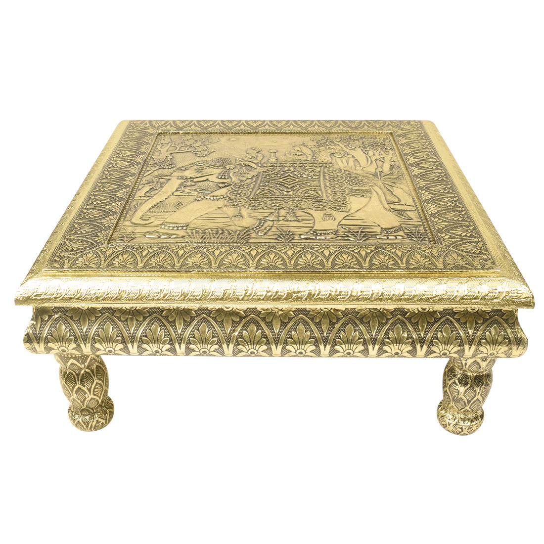 Cultural Grace: Meenakari Embossed Elephant Decorative Chowki
