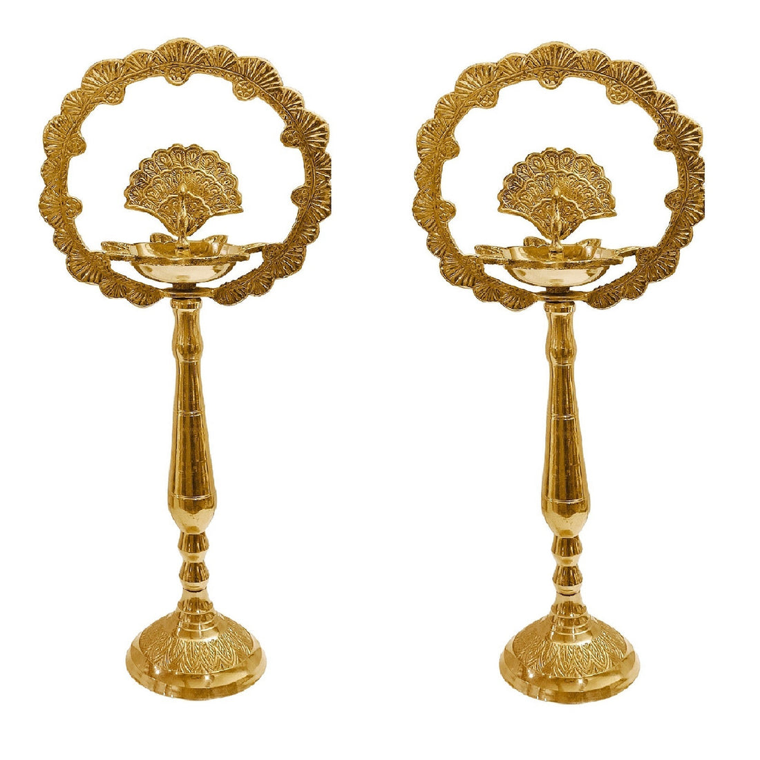 16 Inch Mor Kiran Style Brass Kerala Diya
