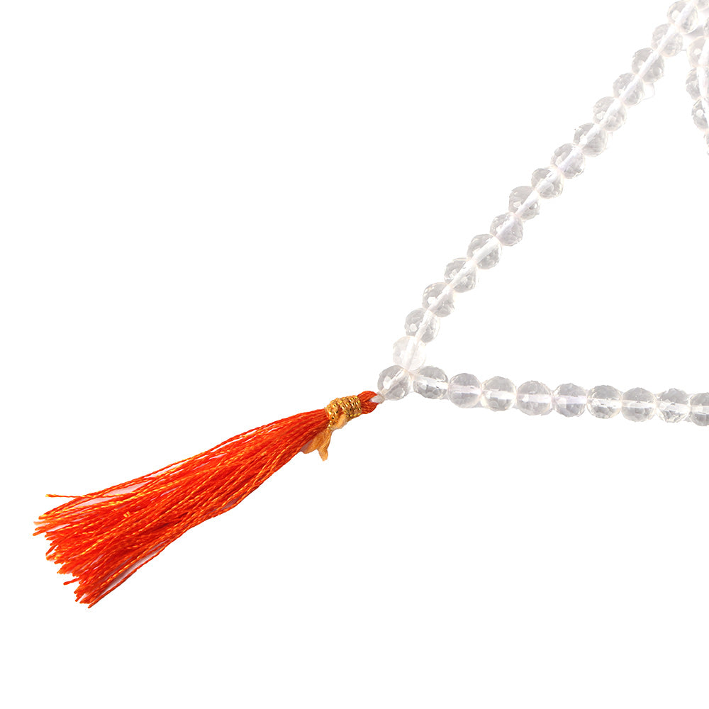 Sphatik Diamond Cut Clear Quartz Crystal 108 Beads Jaap Mala