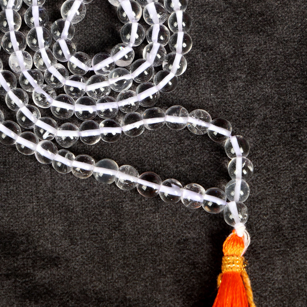 Sphatik Clear Quartz Crystal 108 Beads Jaap Mala