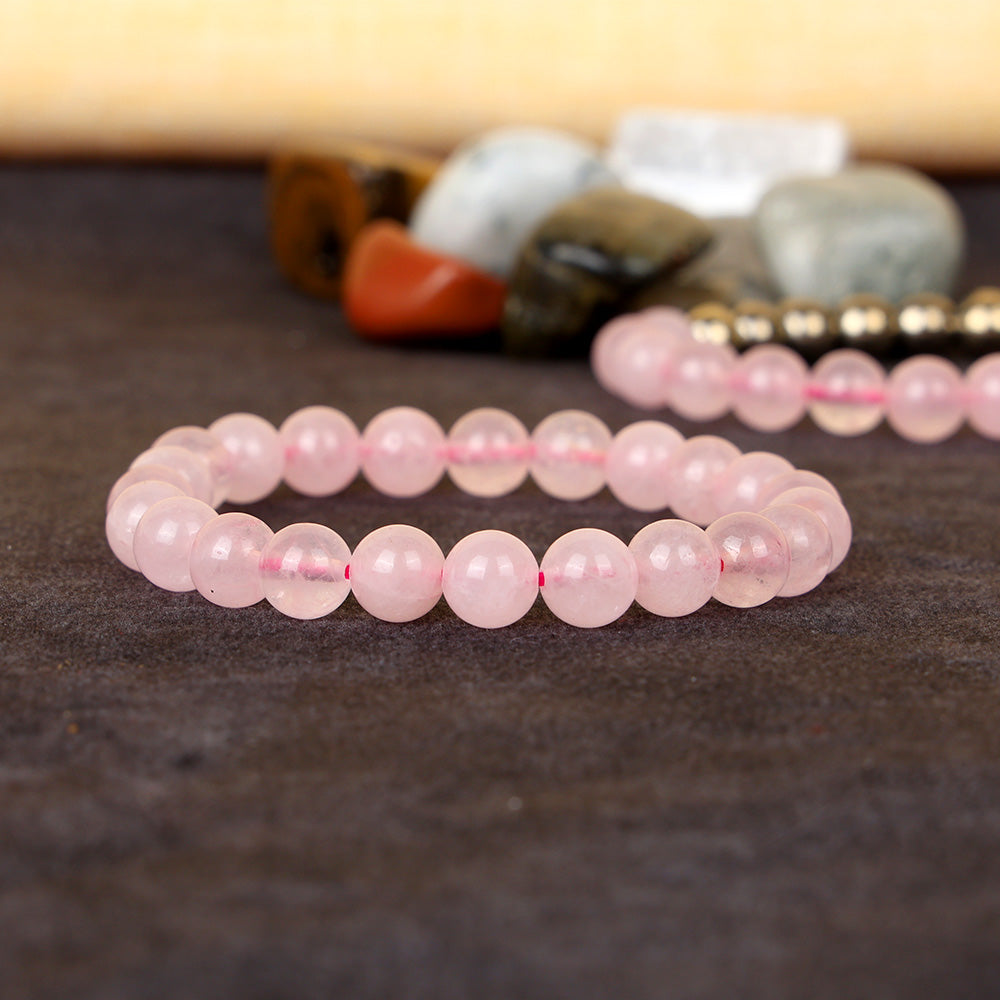 Rose Quartz Round Bead Bracelet Stylish Spiritual Wear