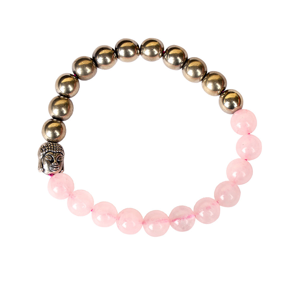 Rose Quartz & Golden Pyrite Bracelet Stylish Spiritual Wear