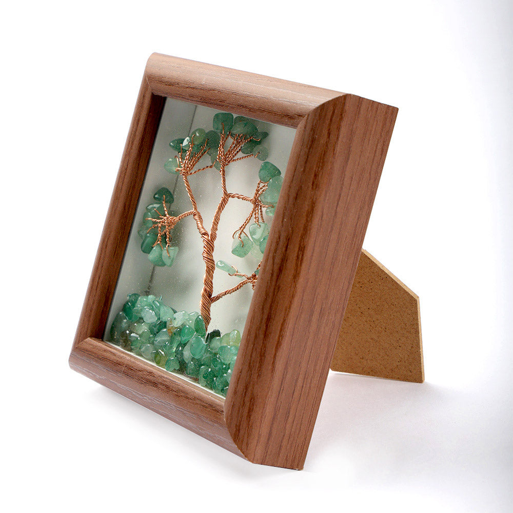 Green Aventurine Tree with Frame Decorative Spiritual Piece
