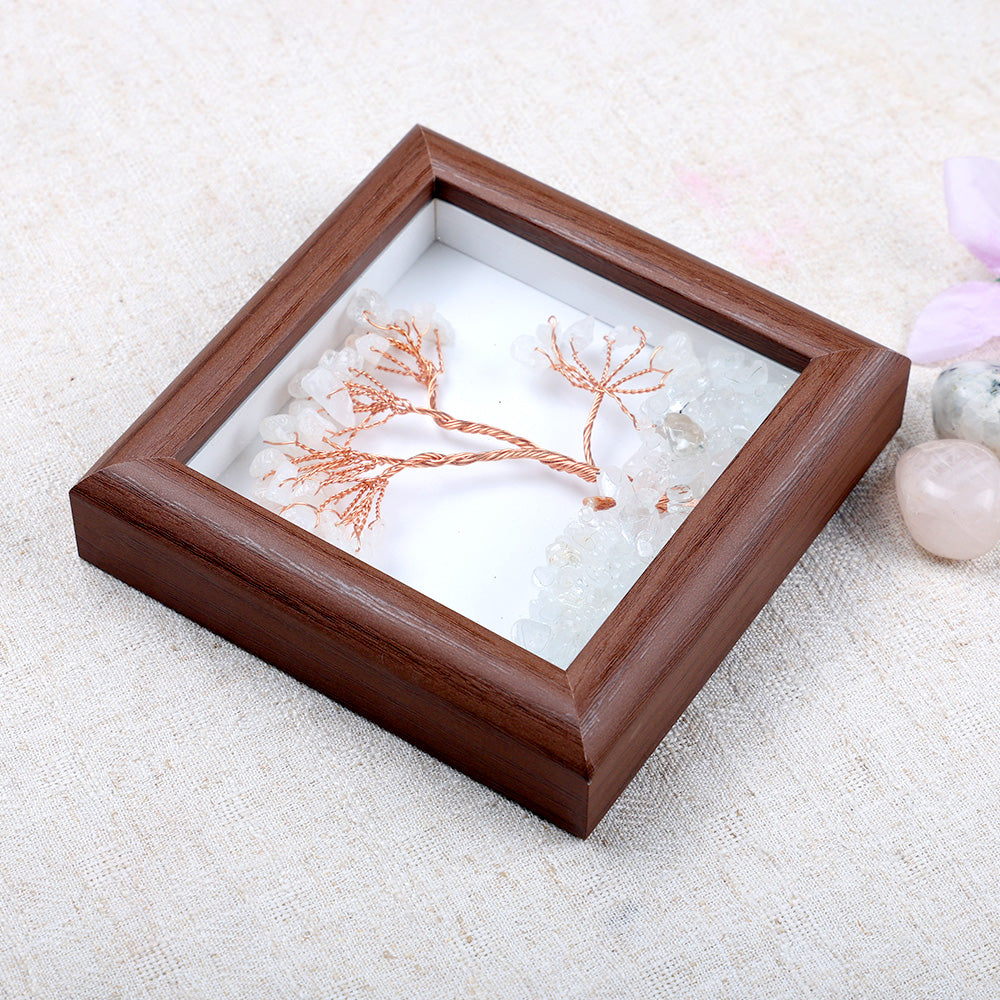 Clear Quartz Tree with Frame Decorative Spiritual Piece