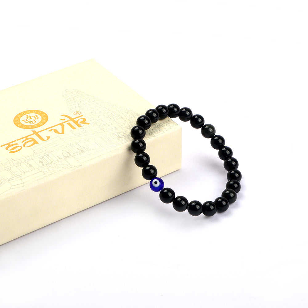 Black Obsidian Evil Eye Bracelet Spiritual Protection Wear