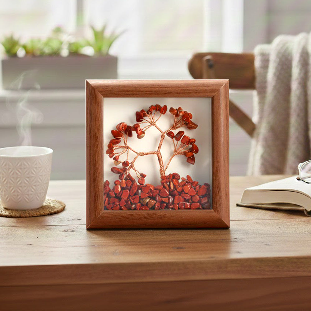 Red Jasper Tree with Frame Decorative Spiritual Piece
