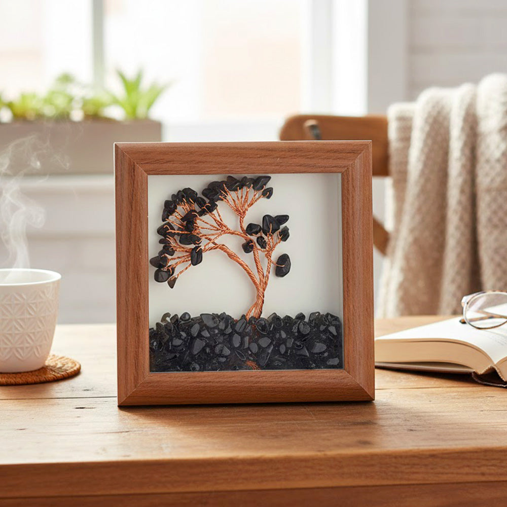 Black Onyx Tree with Frame Decorative Spiritual Piece
