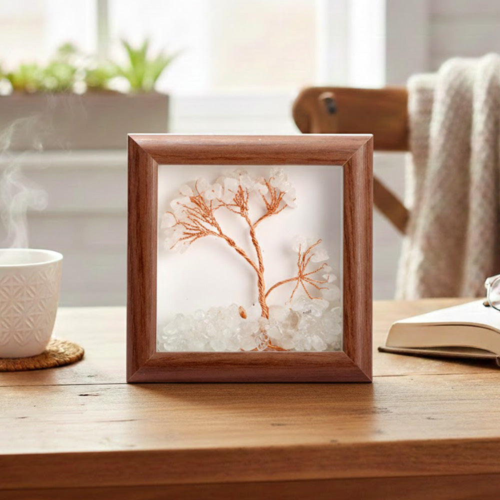 Clear Quartz Tree with Frame Decorative Spiritual Piece