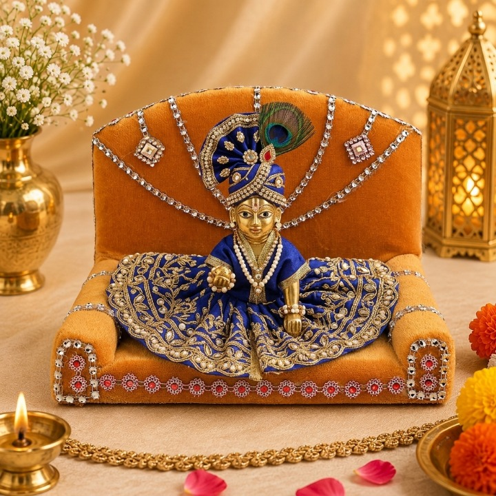 Laddu Gopal's Velvet Charisma: A Sacred Singhasan