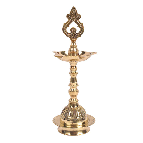 10.5 Inch Embossed Kerala Chandarbalyam Brass Diya β Handcrafted brass diya with an embossed Chandarbalyam design, perfect for pooja ceremonies, religious rituals, and spiritual occasions. Indiaβs Largest Pooja Accessories Brand β www.satvikstore.in
