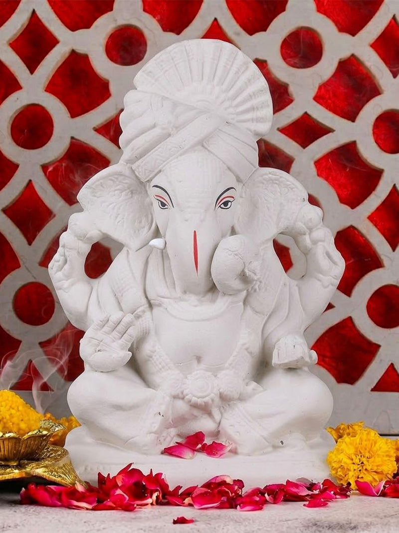 10.5 Inch Sarvadevatman Ganpati With Pagdi | India’s Largest Pooja Accessories Brand – www.satvikstore.in