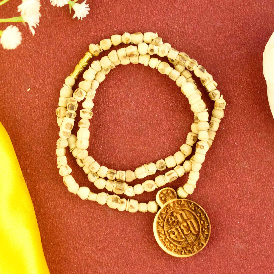 100% Original Tulsi Mala with Shri Radha Wooden Locket – Sacred Tulsi beads with devotional wooden Radha locket for prayer, chanting, and spiritual focus. India’s Largest Pooja Accessories Brand - www.satvikstore.in