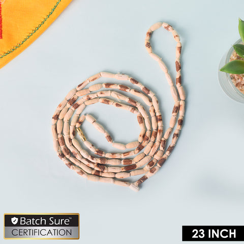 100% Pure 23 Inch Long Tulsi Kanthi Bead Jap Mala for chanting and meditation, sacred wooden mala promoting peace, devotion, and spiritual well-being. India’s Premium Jap Mala Store - www.satvikstore.in
