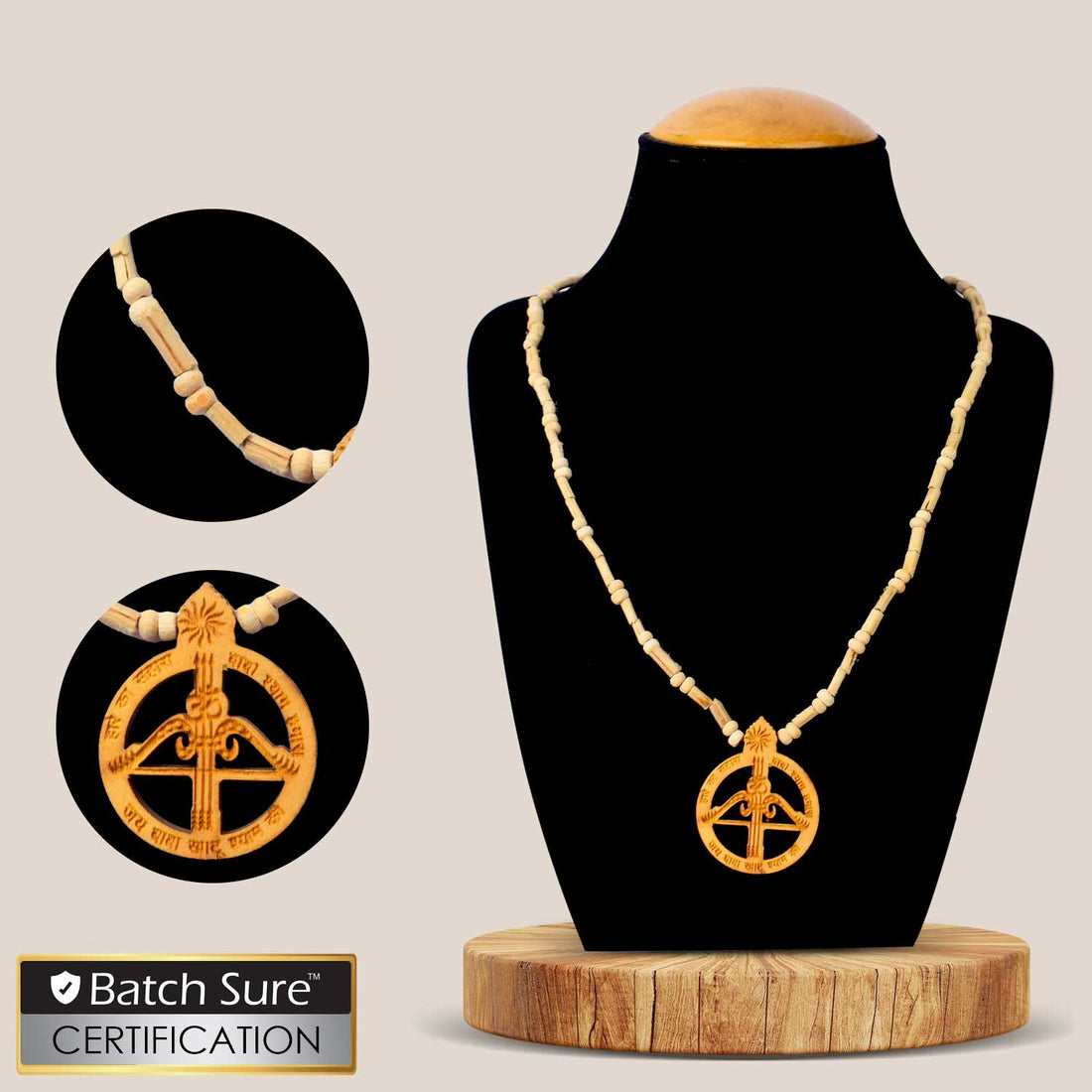 100% pure Tulsi Kanthi neck mala with Jai Baba Khatu Shyam pendant made from natural Tulsi wood for spiritual wear. India’s Largest Pooja Accessories Brand – www.satvikstore.in