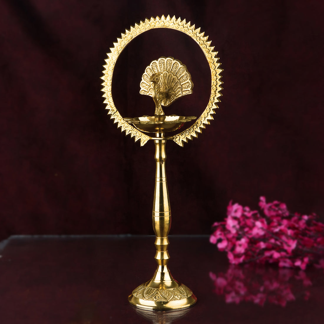 10 Inch Brass Mor Kiran Standing Diya | India’s Largest Pooja Accessories Brand – www.satvikstore.in