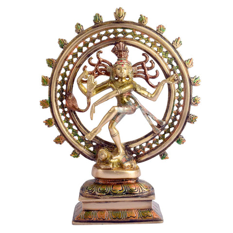 11.6 Inch Divine and Graceful Natraj Brass Idol Brass Statue featuring intricate detailing, perfect for spiritual home decor, temple worship, and devotional gifting. Indiaβs Largest Brass Idols Brand - www.satvikstore.in
