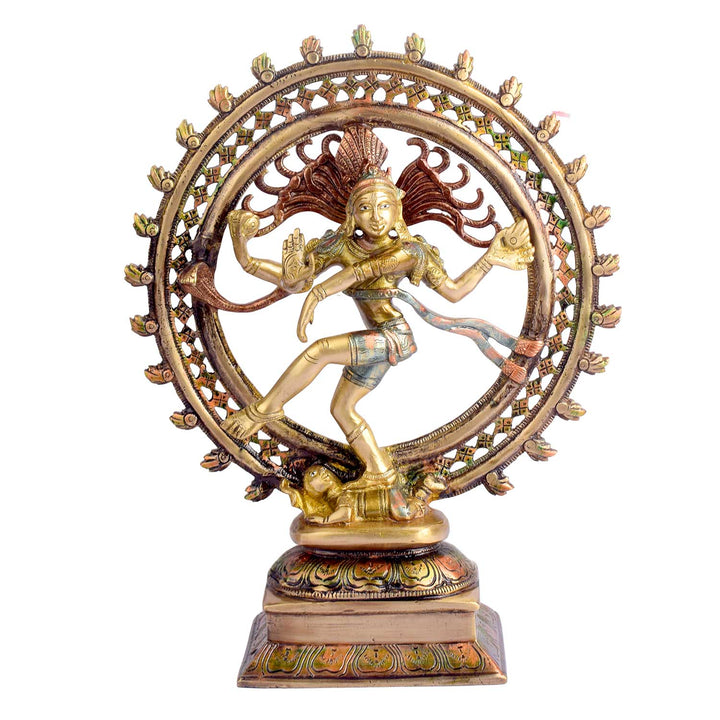 13.4 Inch Beautiful Natraj Brass Idol Brass Statue featuring intricate detailing, perfect for spiritual home decor, temple worship, and devotional gifting. Indiaās Largest Brass Idols Brand - www.satvikstore.in
