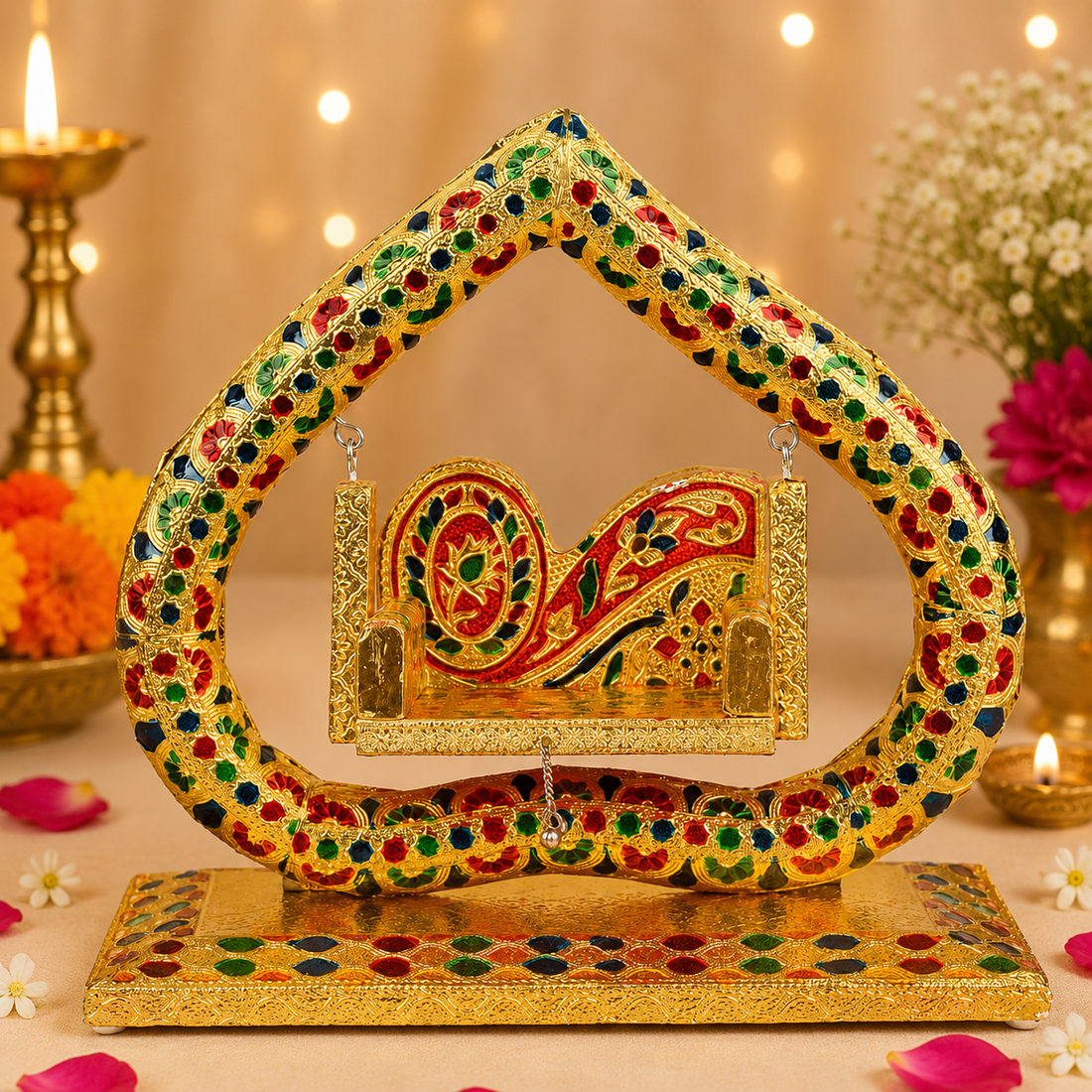 Exquisite Meenakari Designed Jhula – Divine Swing for Laddu Gopal
