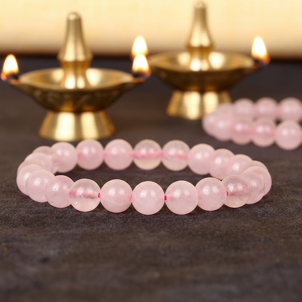 Dhan Yog & Rose Quartz Bracelet Combo with Hanuman Chalisa Pendant