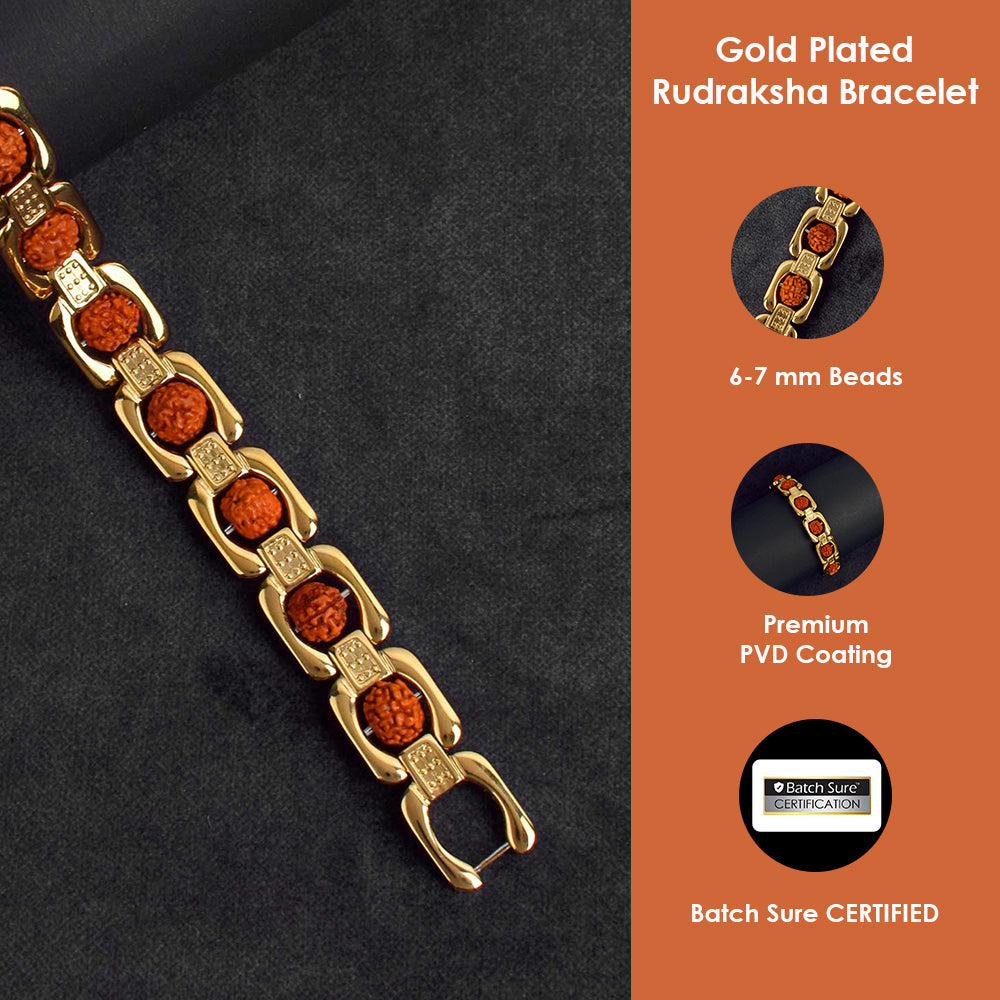 Gold Plated Rudraksha Bracelet β Premium IGP Finish