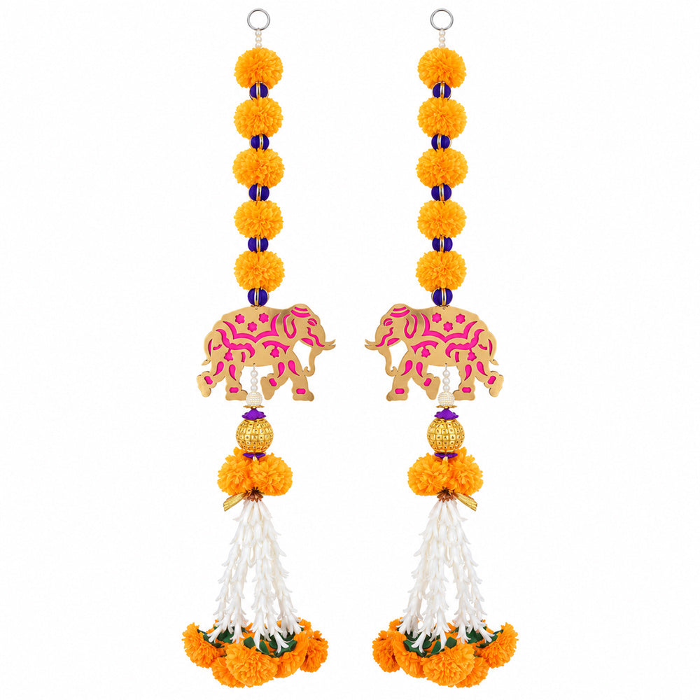 Handcrafted Floral Door Hanging Bandhanwar with Elephant Cutout