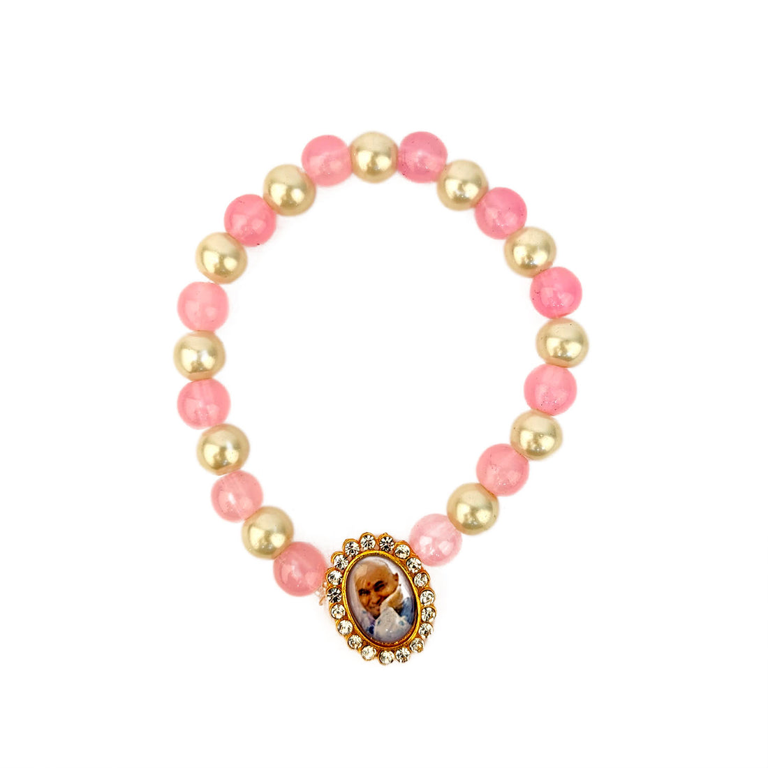 Pink and White Beaded Guru Ji Maharaj Handmade Bracelets for Men and Women