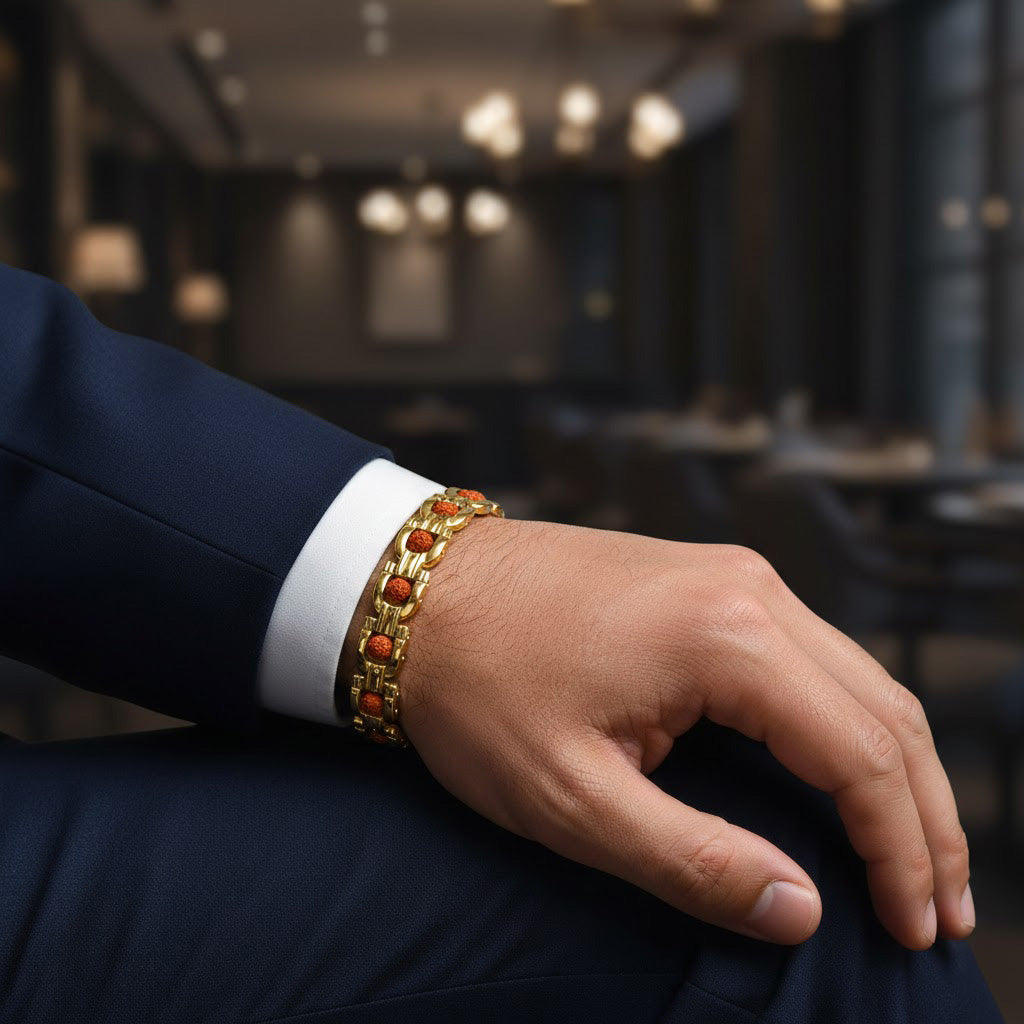 Elegant Rudraksha Bracelet Gold Plated Premium IGP Coating