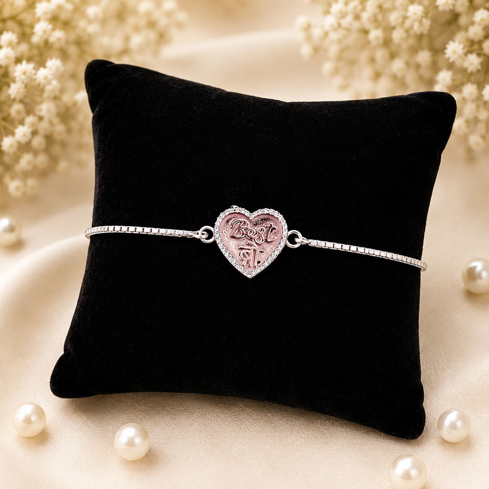 925 Silver Best Bro Rakhi Heart Design