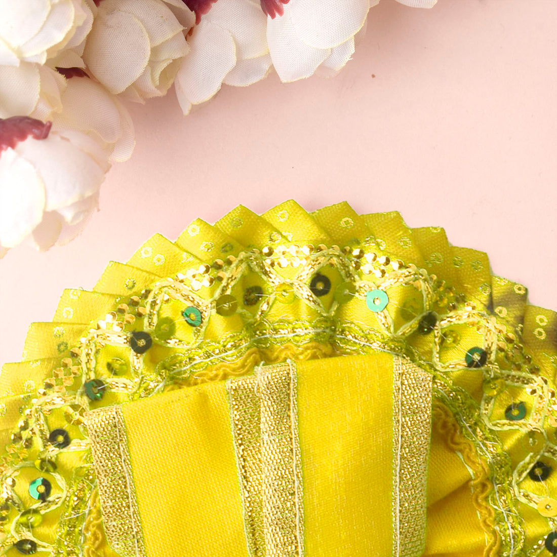Radiant Bright Yellow Laddu Gopal Dress with Sequin Border
