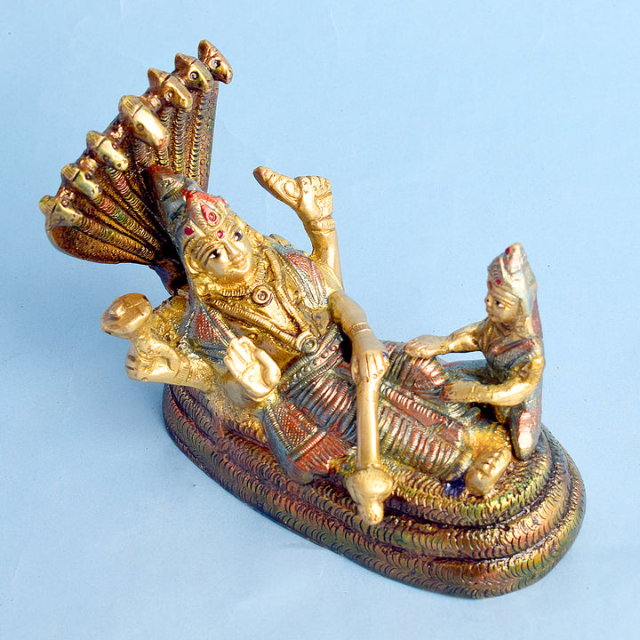 3.9 inch small brass Vishnu and Laxmi murti representing divine grace, prosperity, and protection. Indiaβs Largest Brass Idols Brand - www.satvikstore.in