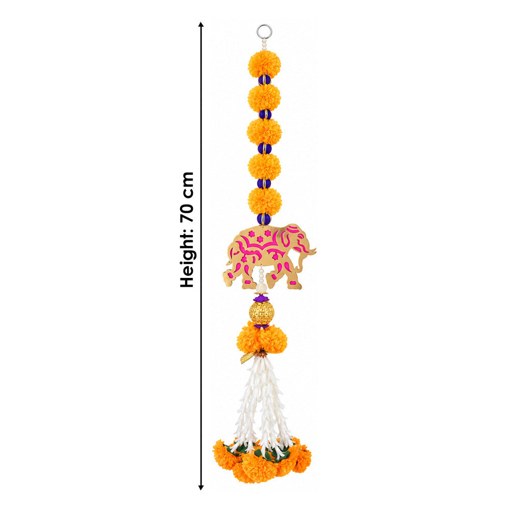 Handcrafted Floral Door Hanging Bandhanwar with Elephant Cutout
