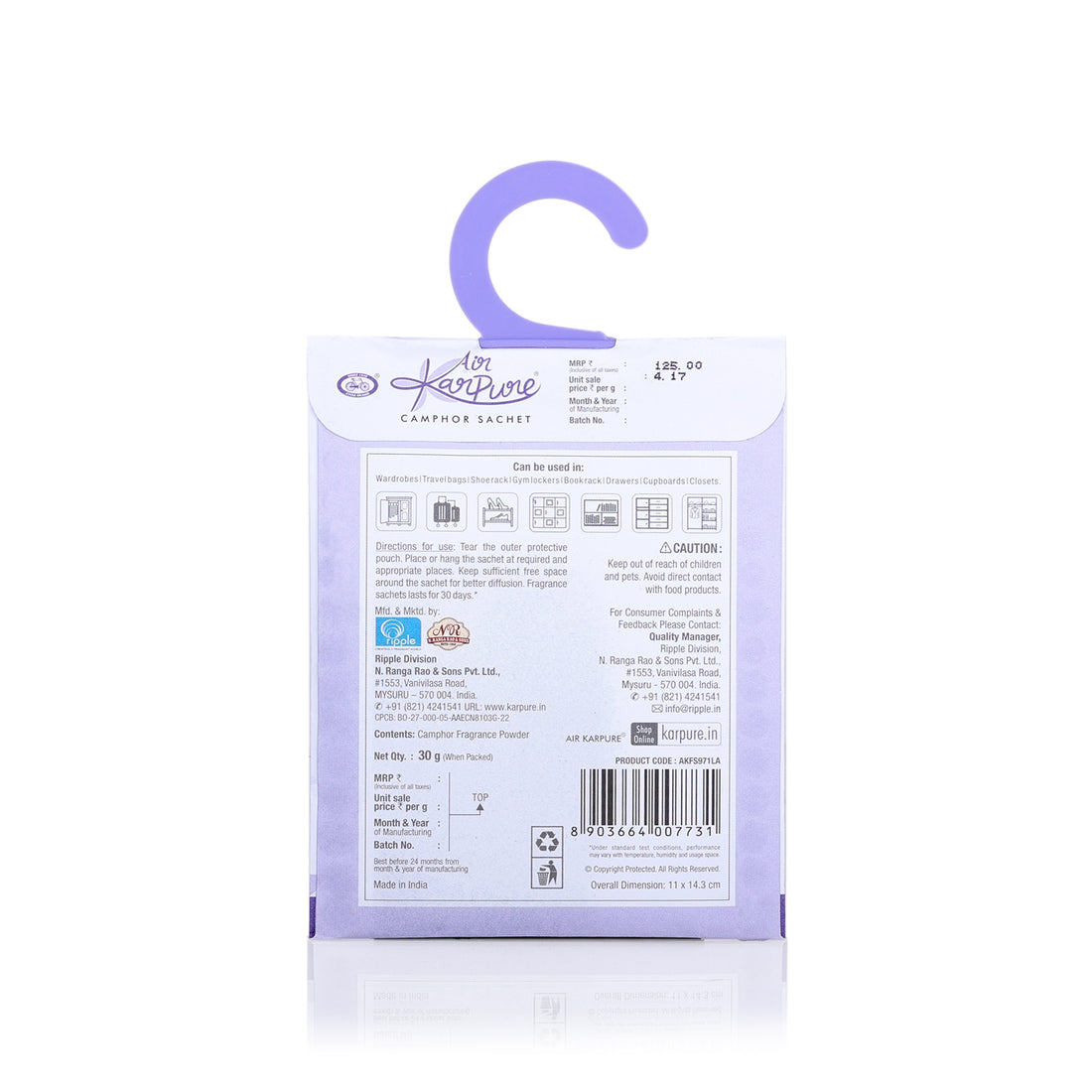 Camphor Sachet Combo Oudh, Citrus, Lavender, Thyme & Pure Camphor Diffuser