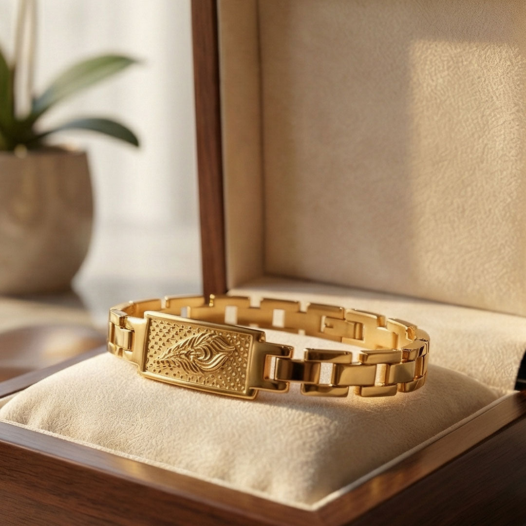 Feather Bracelet Gold Plated Premium IGP Coating