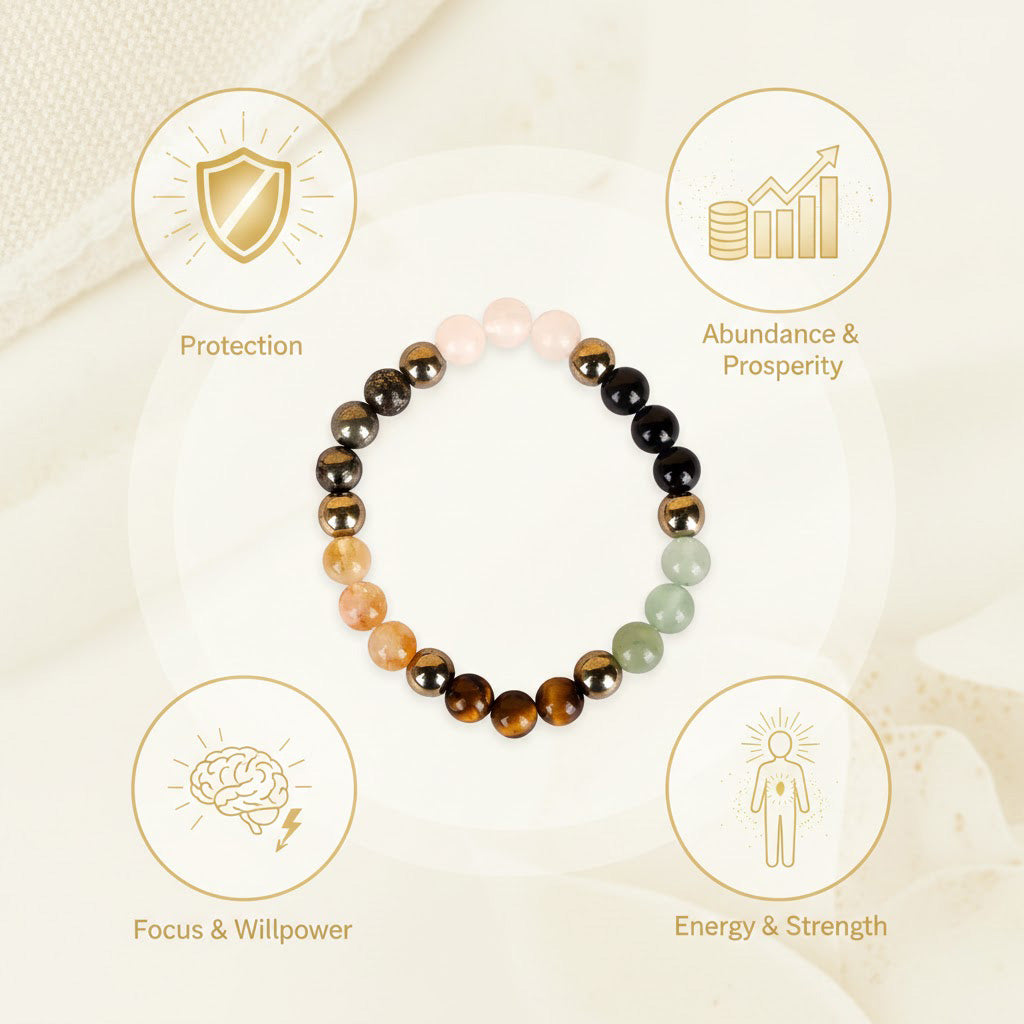 Dhan Yog & Rose Quartz Bracelet Combo with Hanuman Chalisa Pendant