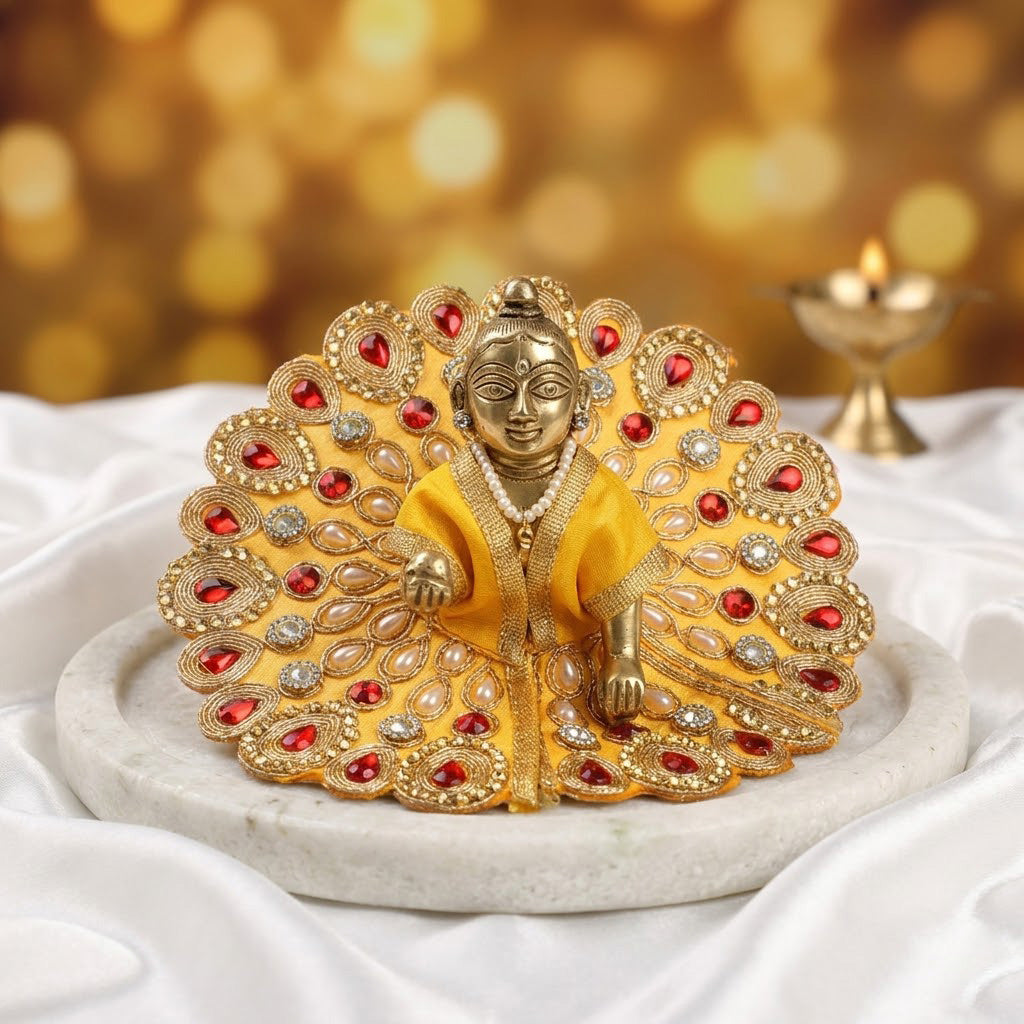 Size 2 Premium Heavy Stone & Pearl Laddu Gopal Dress