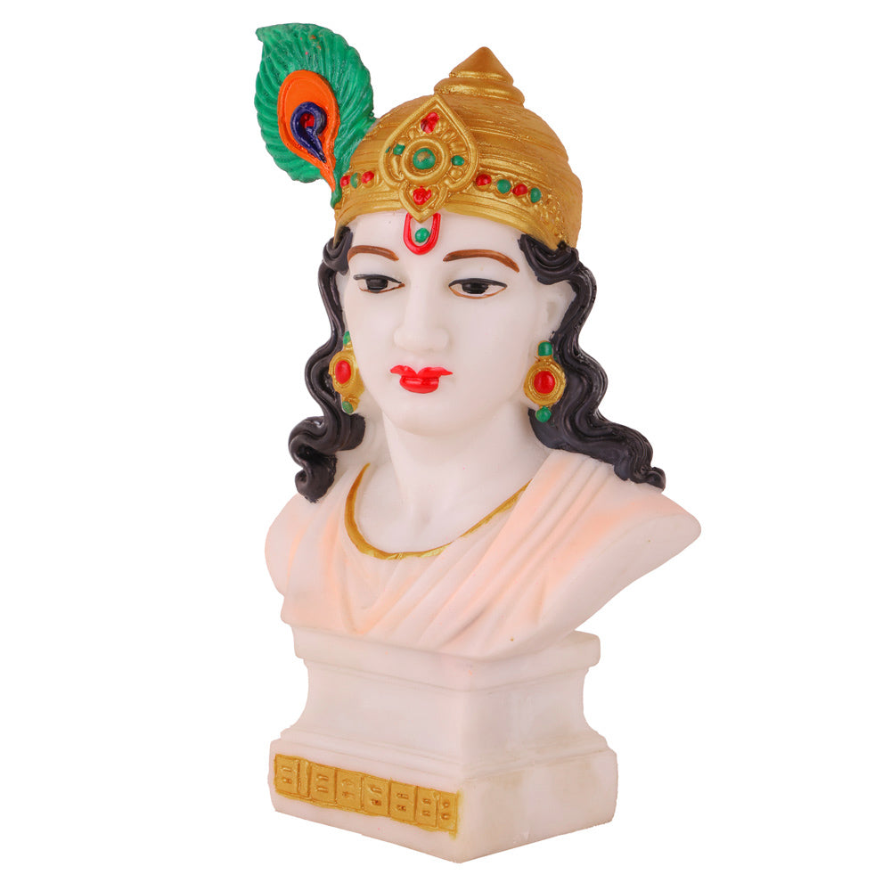 Premium Hand Painted Marble Dust Krishna Bust Statue