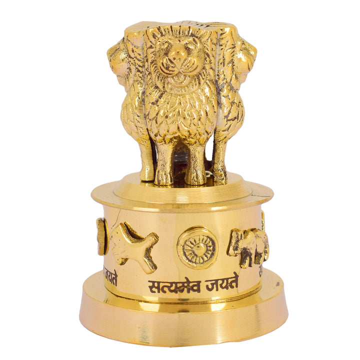 3 Inch Brass Ashoka Pillar – Miniature Indian Art Sculpture for Display Showpiece with Intricate Detailing – Ideal for Home & Office Décor, Cultural Gifting, and Traditional Displays | India’s Largest Brass Idols Brand – www.satvikstore.in.