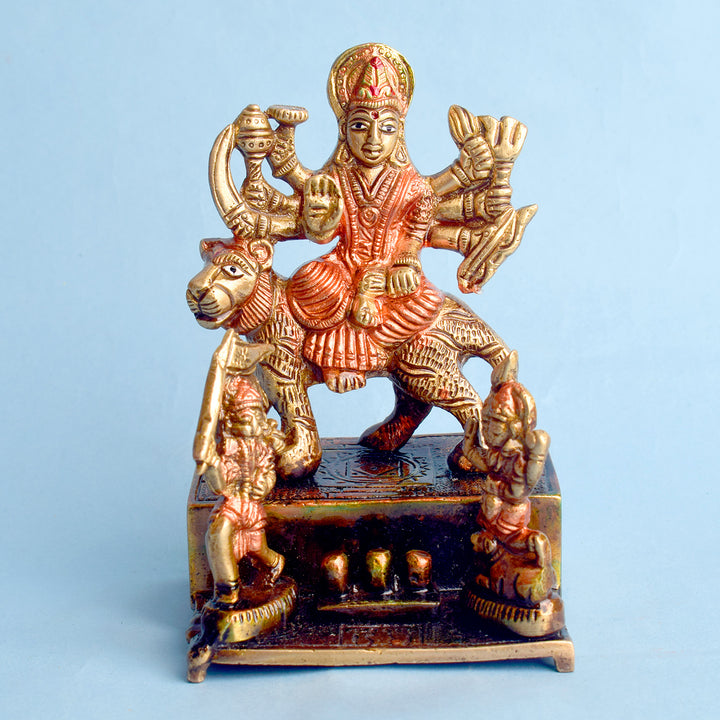 4.9 Inch Brass Sherawali Mata Idol | Divine Durga Maa Statue Brass Statue featuring intricate detailing, perfect for spiritual home decor, temple worship, and devotional gifting. Indiaβs Largest Brass Idols Brand - www.satvikstore.in