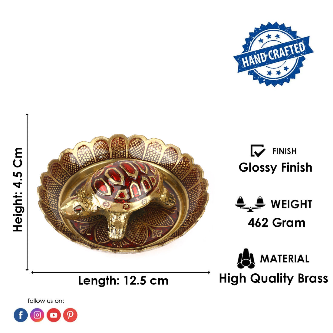 Brass Colored Turtle with Nakashi Tray - Red