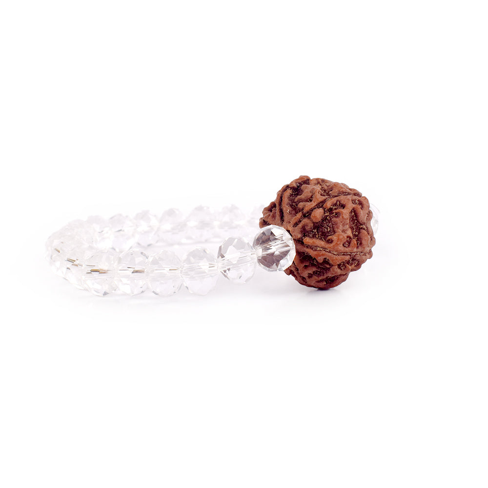 6 Mukhi Rudraksha Glass crystal beads Bracelet