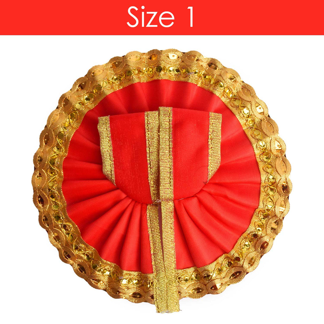 Radiant Laddu Gopal Red Dress with Golden Sequined Border