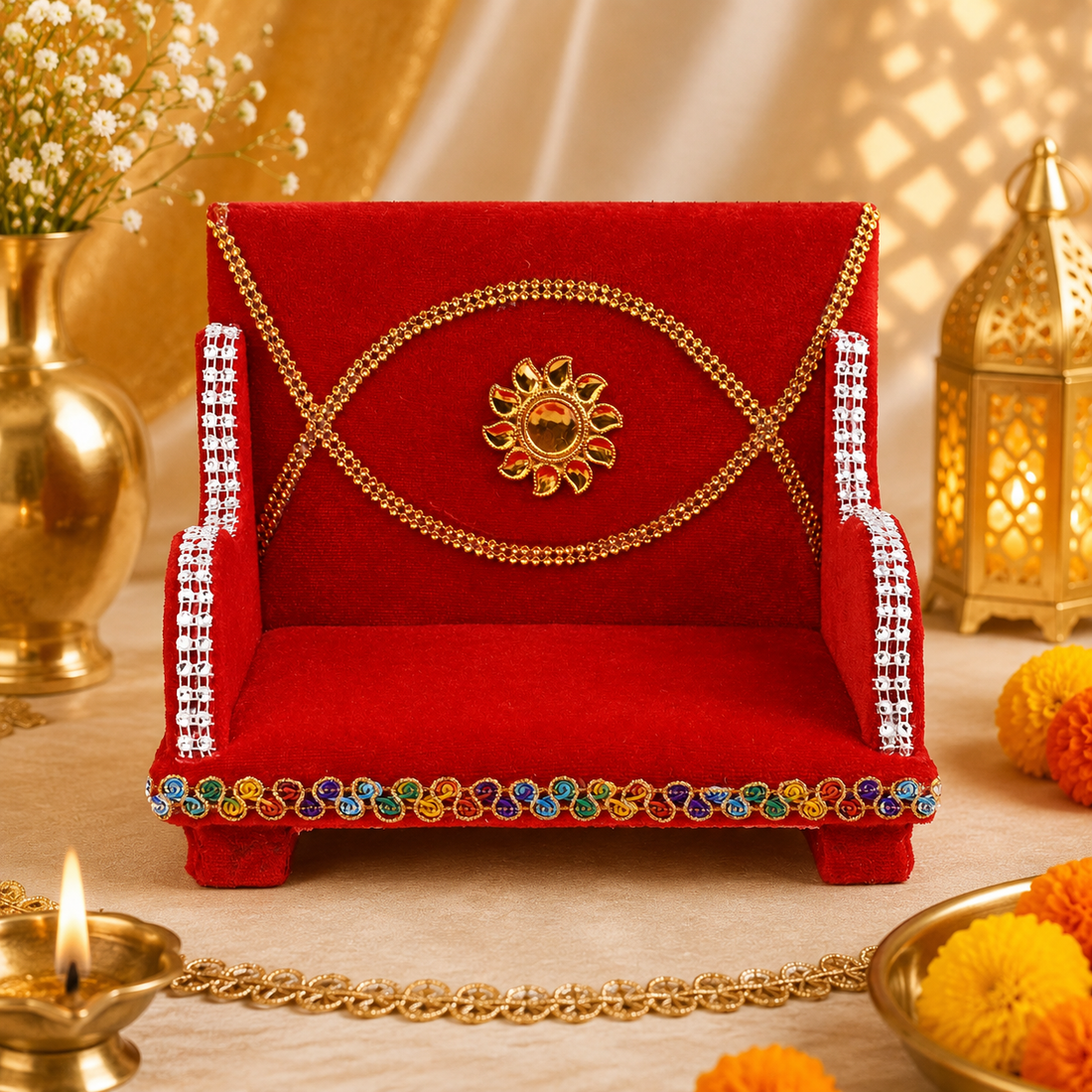 Luxurious Laddu Gopal's Velvet Singhasan