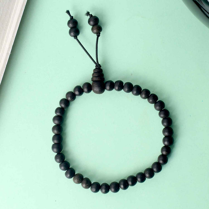 6mm Ebony Bracelet with Matte Finish β elegant black wooden bead bracelet with a smooth, non-reflective surface for a subtle and spiritual look. Indiaβs Largest Pooja Accessories Brand - www.satvikstore.in