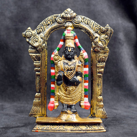 Handcrafted brass Lord Venkateswara idol with intricate detailing for home temple and pooja. Indiaβs Largest Brass Idols Brand - www.satvikstore.in