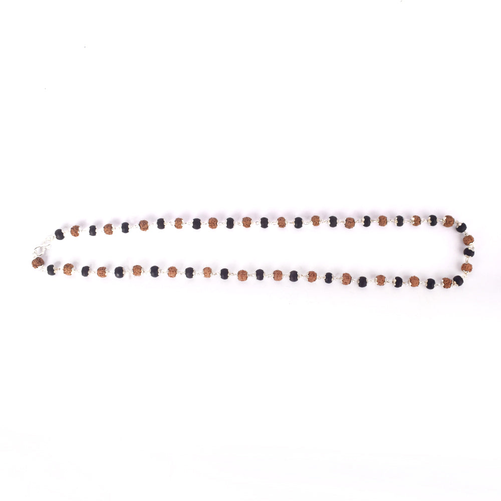 Rudraksha & Karungali Mala Silver Plated Beads Spiritual Protection Govt Certified