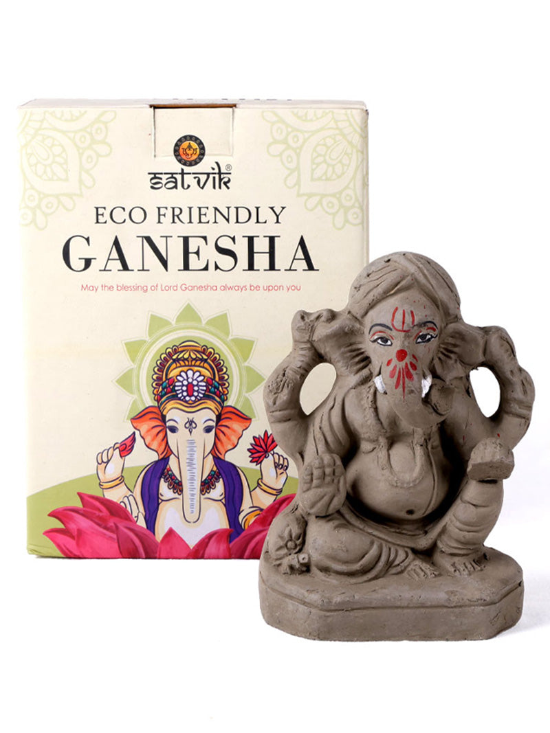 6 Inch Traditional Eco-Friendly Ganesha Idol in LalitÄsana Pose
