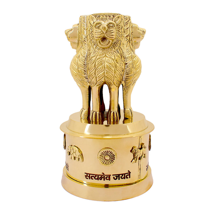 7 Inch Brass Ashoka Pillar Showpiece with Intricate Detailing – Ideal for Home & Office Décor, Cultural Gifting, and Traditional Displays | India’s Largest Brass Idols Brand – www.satvikstore.in.