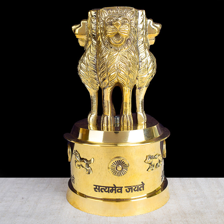 7 Inch Brass Ashoka Pillar Showpiece with Intricate Detailing – Ideal for Home & Office Décor, Cultural Gifting, and Traditional Displays | India’s Largest Brass Idols Brand – www.satvikstore.in