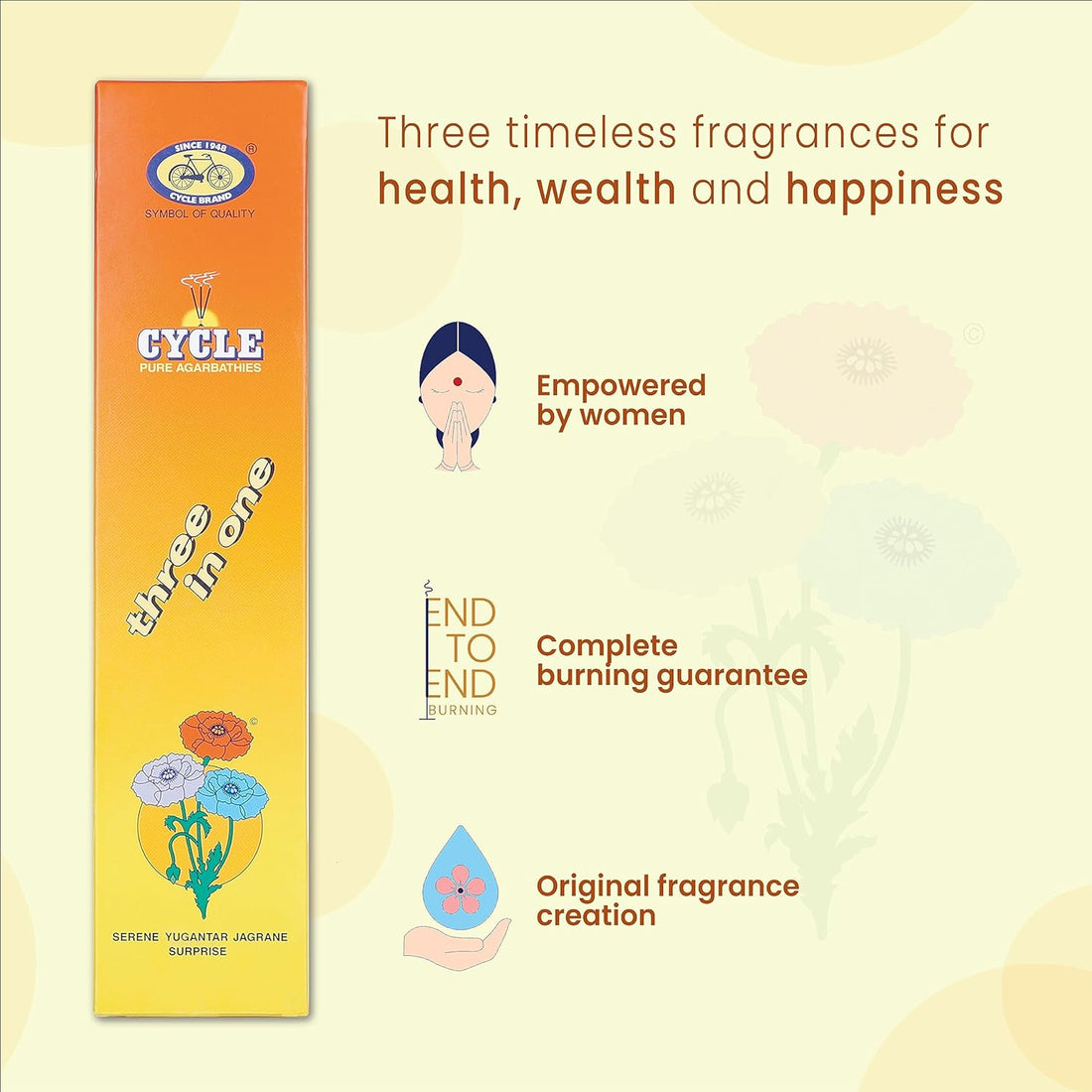 Three in One Agarbatti Combo - Pack of 6
