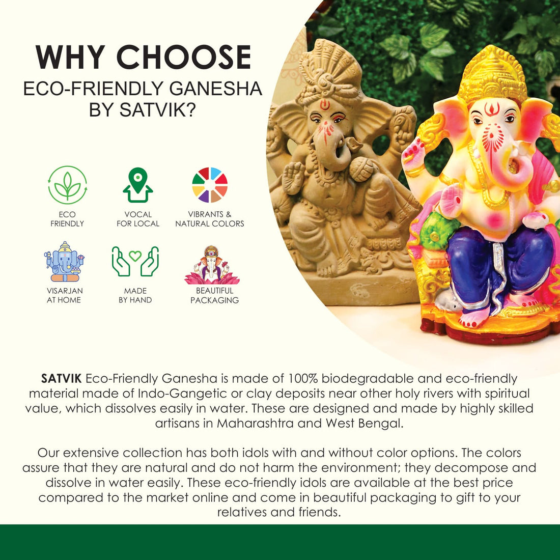 6 Inch Traditional Eco-Friendly Ganesha Idol in LalitÄsana Pose